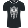 Knights Templar Skull Roman Warrior MMA Gym Mens Ringer T-Shirt FotL Black/White