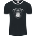 Monkey Face Chimpanzee Mens Ringer T-Shirt FotL Black/White