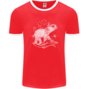 Sacral Style Elephant Meditation Tattoo Art Mens Ringer T-Shirt FotL Red/White