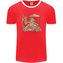 Katana Blacksmith Japanese Samurai Sword Mens Ringer T-Shirt FotL Red/White