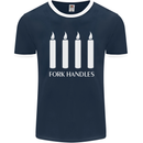 Four Candles Fork Handles Funny Two Ronnies Mens Ringer T-Shirt FotL Navy Blue/White