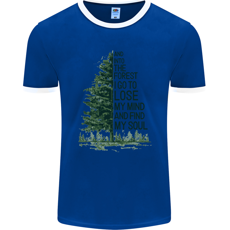 Into the Forest Outdoors Trekking Hiking Mens Ringer T-Shirt FotL Royal Blue/White