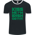 Kiss Me I'm Irish or Drunk St Patricks Day Mens Ringer T-Shirt FotL Black/White