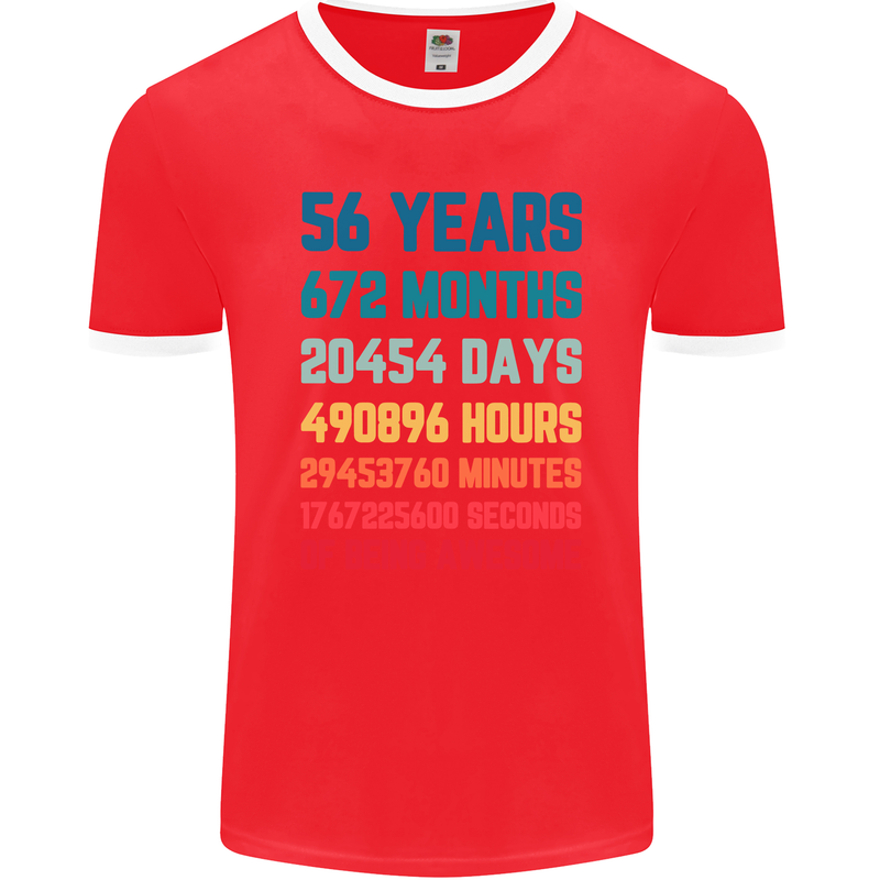 56th Birthday 56 Year Old Mens Ringer T-Shirt FotL Red/White