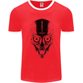 Skull With a Sword Gothic Heavy Metal Rock Mens White Ringer T-Shirt Red/White