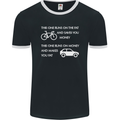 Cycling v's Cars Cyclist Environment Funny Mens Ringer T-Shirt FotL Black/White