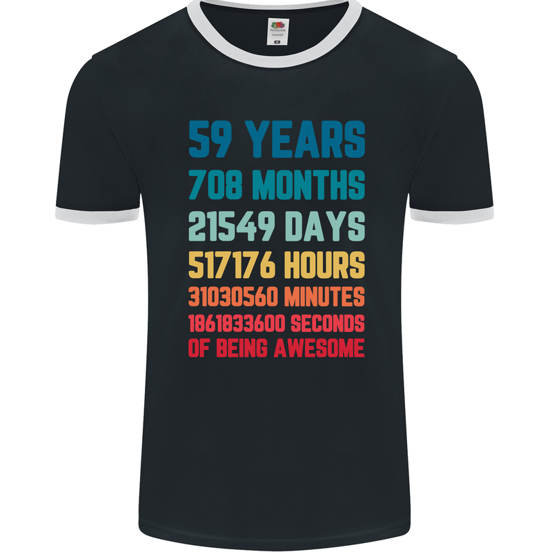 59th Birthday 59 Year Old Mens Ringer T-Shirt FotL Black/White