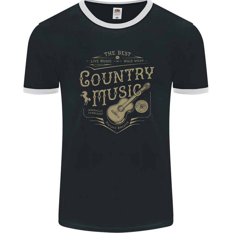 The Best Country Music Vintage American Mens Ringer T-Shirt FotL Black/White