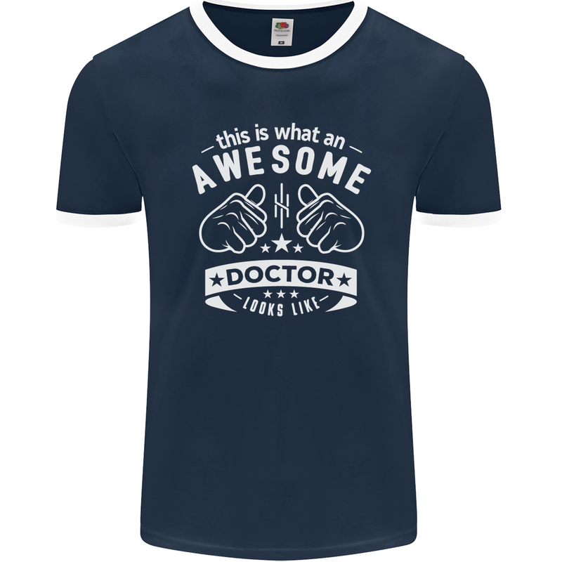 An Awesome Doctor Looks Like GP Funny Mens Ringer T-Shirt FotL Navy Blue/White