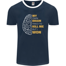 Brain Cancer Aneurysm Awareness Mens Ringer T-Shirt FotL Navy Blue/White