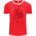 Chinese Zodiac Shengxiao Year of the Rabbit Mens Ringer T-Shirt FotL Red/White