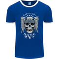 Bad 2 the Bone Biker Skull Angel Motorcycle Mens Ringer T-Shirt FotL Royal Blue/White