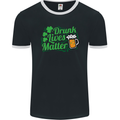 Drunk Lives Matter St. Patrick's Day Mens Ringer T-Shirt FotL Black/White