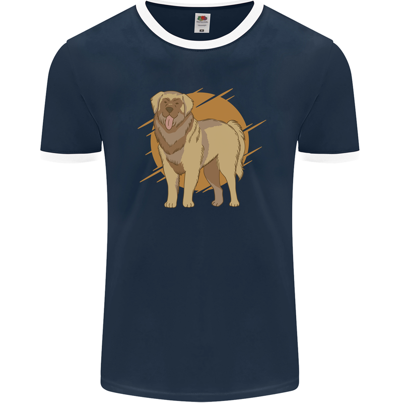 A Leonberger Dog Mens Ringer T-Shirt FotL Navy Blue/White
