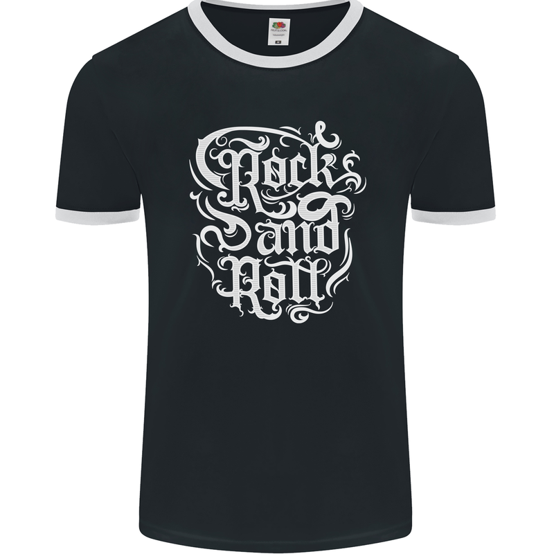 Rock and Roll Guitar Music Mens Ringer T-Shirt FotL Black/White