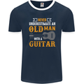 Guitar Never Underestimate Old Man Mens Ringer T-Shirt FotL Navy Blue/White