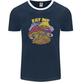 Eat Me Mushroom Fungi Mycology Mens Ringer T-Shirt FotL Navy Blue/White