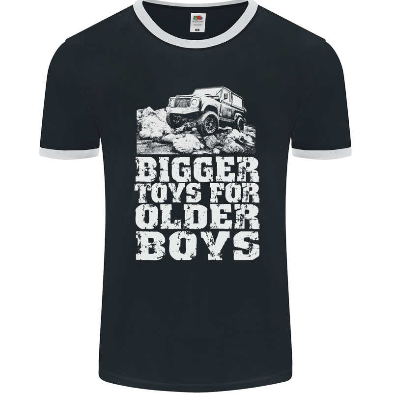 Bigger Toys Older Boys 4X4 Off Roading Mens Ringer T-Shirt FotL Black/White