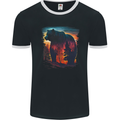 Mythical Grizzly Bear in the Forest Mens Ringer T-Shirt FotL Black/White