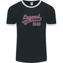 Legend Since 75th Birthday 1948 Mens Ringer T-Shirt FotL Black/White