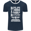 Dad My Favourite Superhero Father's Day Mens Ringer T-Shirt FotL Navy Blue/White