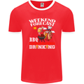 BBQ Weekend Forecast BBQing Alcohol Beer Mens Ringer T-Shirt FotL Red/White