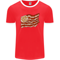 Bacon Egg Stars and Stripes Flag Funny USA Mens Ringer T-Shirt FotL Red/White