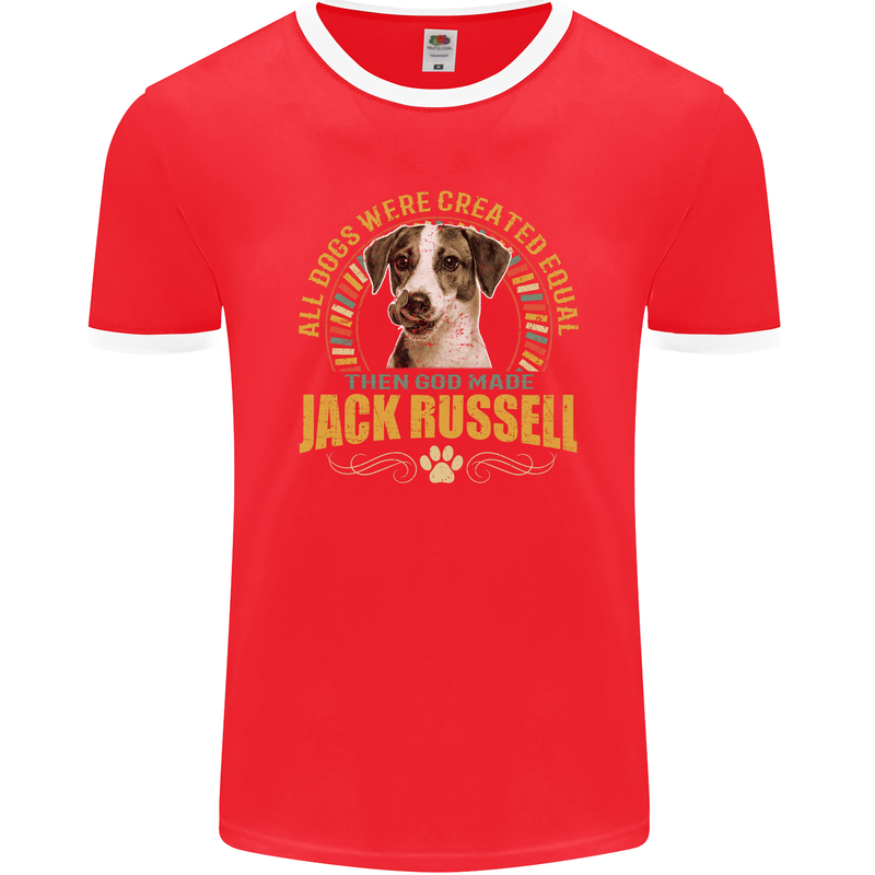 A Jack Russell Dog Mens Ringer T-Shirt FotL Red/White