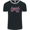 Legend Since 42nd Birthday 1981 Mens Ringer T-Shirt FotL Black/White