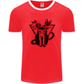 Demonic Cats Halloween Horror Witch Demons Mens Ringer T-Shirt FotL Red/White