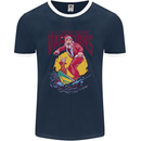 Santa Vacations Funny Christmas Surfer Surfing Mens Ringer T-Shirt FotL Navy Blue/White