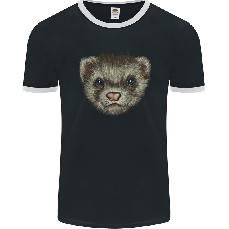 A Ferret Head Mens Ringer T-Shirt FotL Black/White