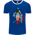 Ironing Superhero Funny Mens Ringer T-Shirt FotL Royal Blue/White