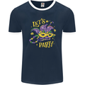 Mardi Gras Lets Party Mens Ringer T-Shirt FotL Navy Blue/White