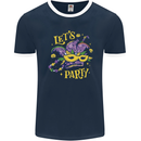 Mardi Gras Lets Party Mens Ringer T-Shirt FotL Navy Blue/White