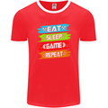 Eat Sleep Game Funny Gamer Gamming Mens Ringer T-Shirt FotL Red/White