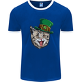 St Patricks Day Cat Funny Irish Mens White Ringer T-Shirt Royal Blue/White