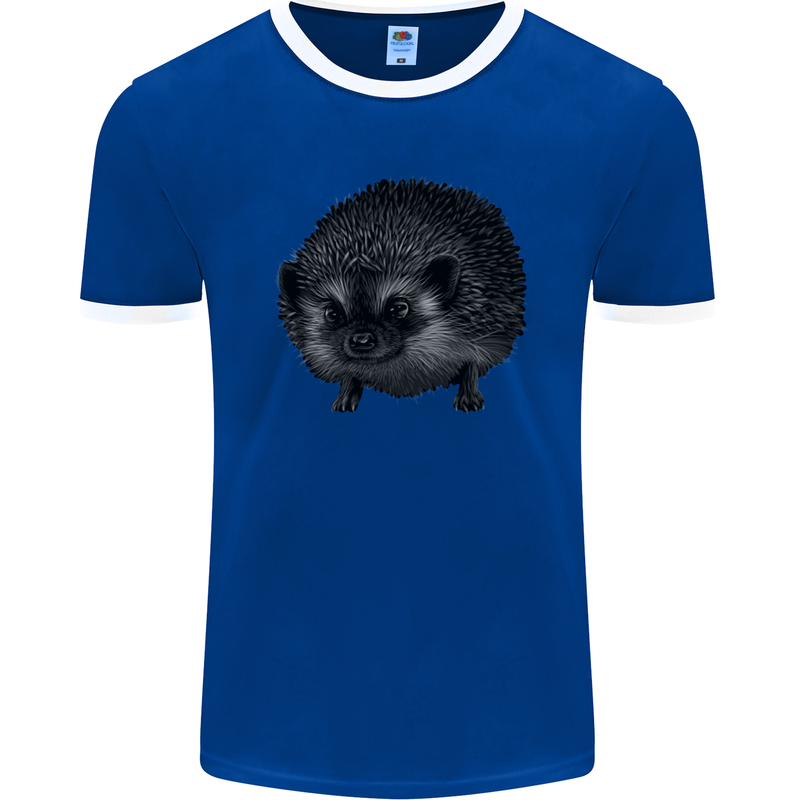 A Hedgehog Drawing Mens Ringer T-Shirt FotL Royal Blue/White