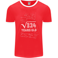 18th Birthday 18 Year Old Geek Funny Maths Mens Ringer T-Shirt FotL Red/White