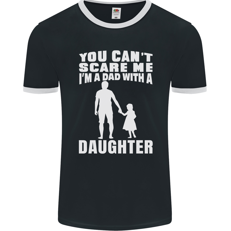 Dad With a Daughter Funny Fathers Day Mens Ringer T-Shirt FotL Black/White