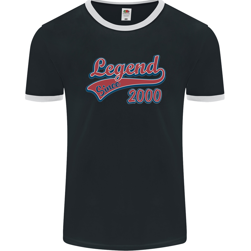 Legend Since 23rd Birthday 2000 Mens Ringer T-Shirt FotL Black/White