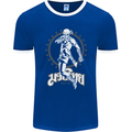 Muay Thai Skeleton MMA Mixed Martial Arts Mens Ringer T-Shirt FotL Royal Blue/White