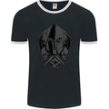 Spartan Skull Roman Helmet Gym MMA Mens Ringer T-Shirt FotL Black/White