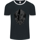 Spartan Skull Roman Helmet Gym MMA Mens Ringer T-Shirt FotL Black/White