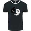 Funny Halloween Ying Yang Ghosts Mens Ringer T-Shirt FotL Black/White
