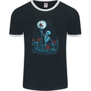Rose From the Dead Skeleton Skull Graveyard Mens Ringer T-Shirt FotL Black/White
