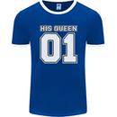 His Queen Funny Wedding Anniversary Mens Ringer T-Shirt FotL Royal Blue/White
