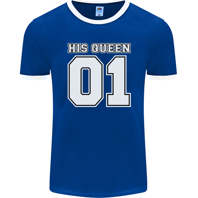 His Queen Funny Wedding Anniversary Mens Ringer T-Shirt FotL Royal Blue/White