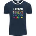 Autism Teacher I Teach Awesome Kid Autistic Mens Ringer T-Shirt FotL Navy Blue/White