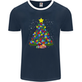 Autism Christmas Tree Autistic Awareness Mens Ringer T-Shirt FotL Navy Blue/White